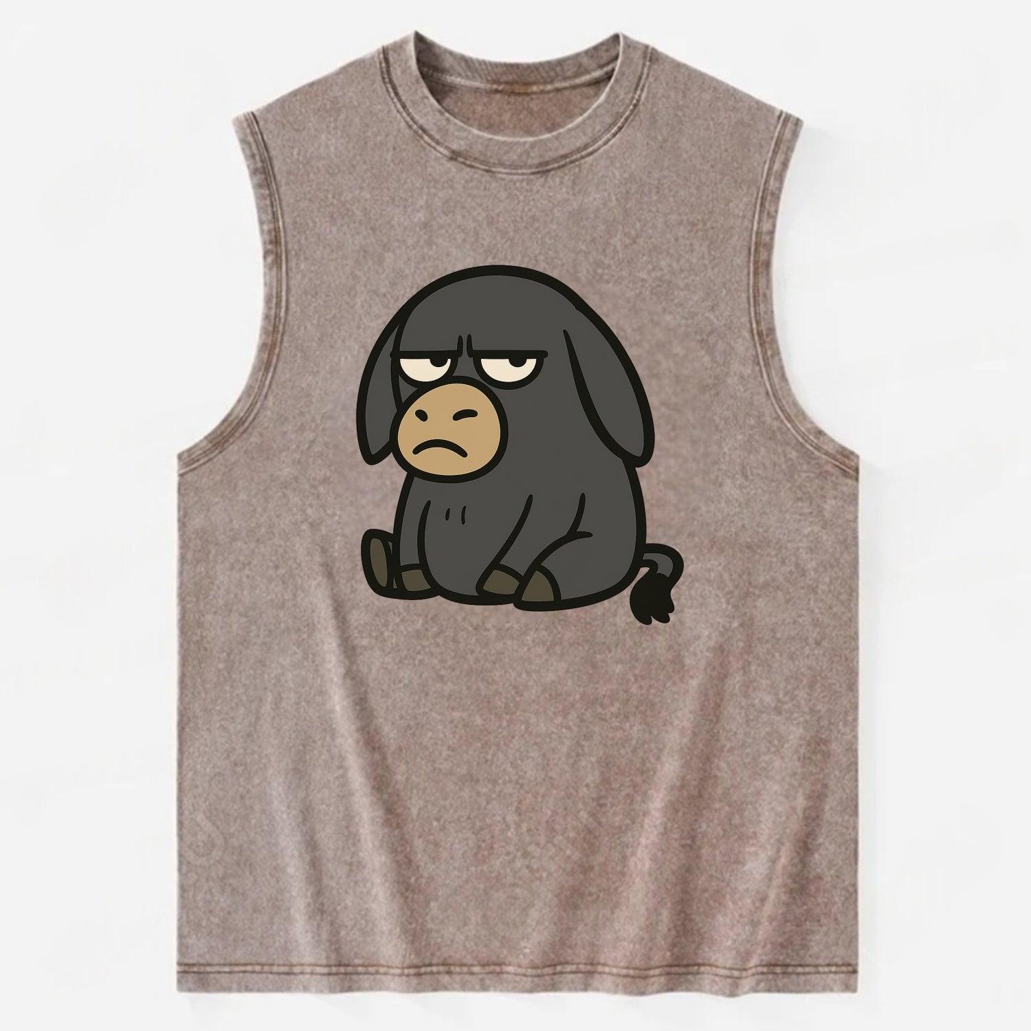 The Donky Judging Silently - Vintage Washed Tank - Brown