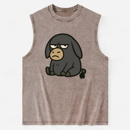 The Donky Judging Silently - Vintage Washed Tank - Brown