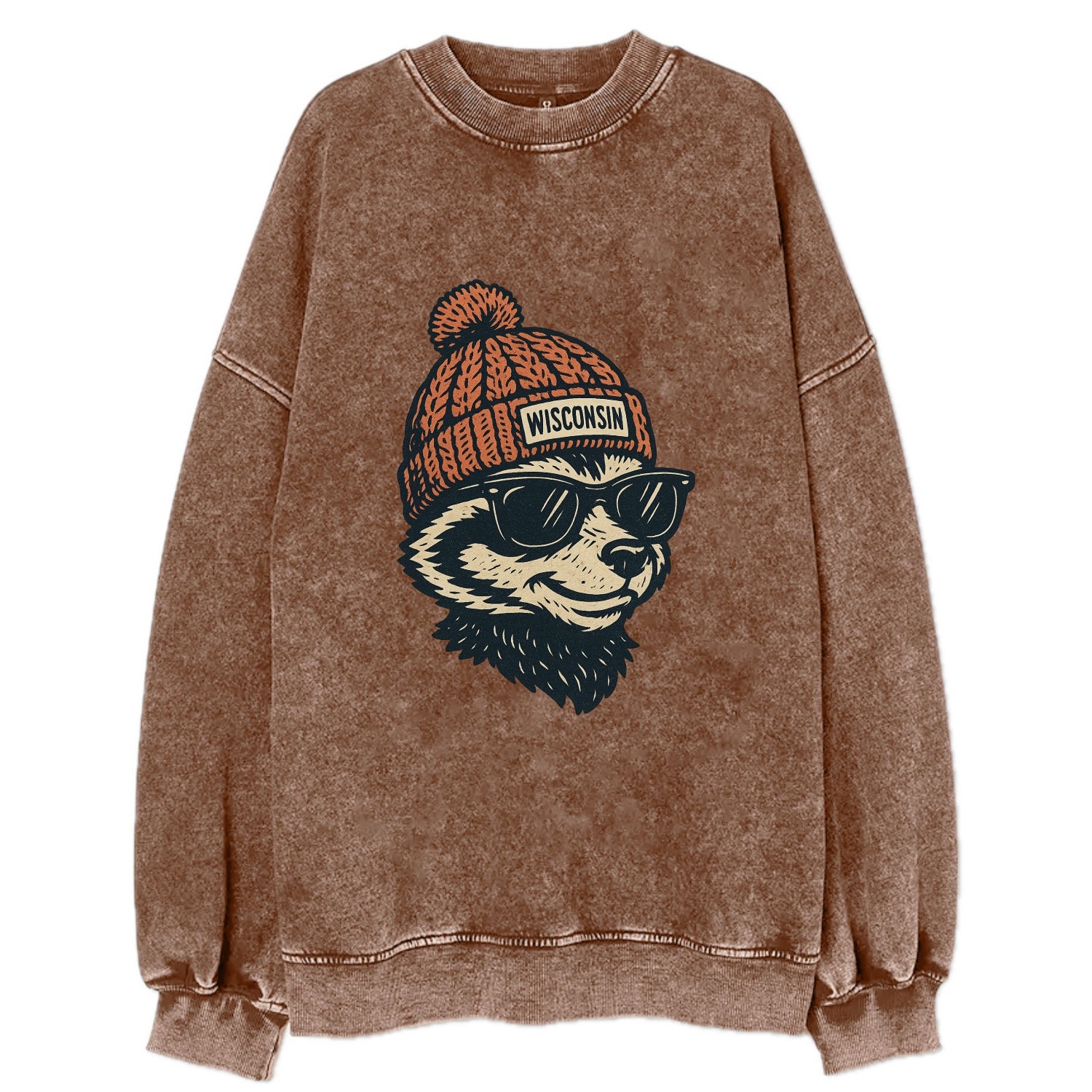 Madison Badge - Vintage Sweatshirt - Brown