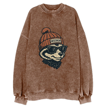Madison Badge - Vintage Sweatshirt - Brown