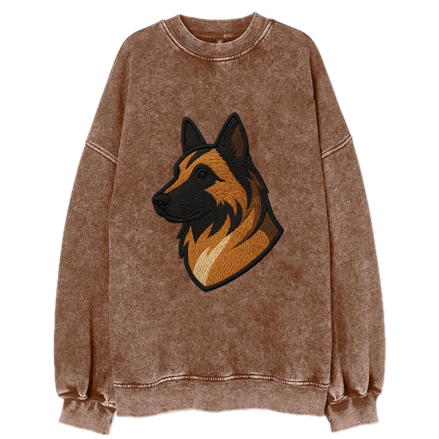 Belgian Tervuren - Fawn with black overlay embroidered design - Vintage Sweatshirt - Brown