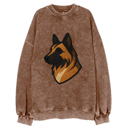Belgian Tervuren - Fawn with black overlay embroidered design - Vintage Sweatshirt - Brown