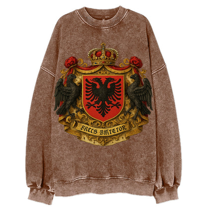 Albania Double Eagle Emblem  - Vintage Sweatshirt - Brown