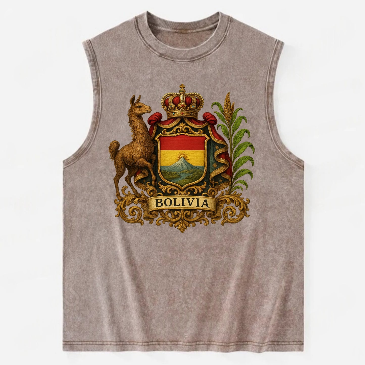 Bolivia Royal Logo  - Vintage Washed Tank - Brown