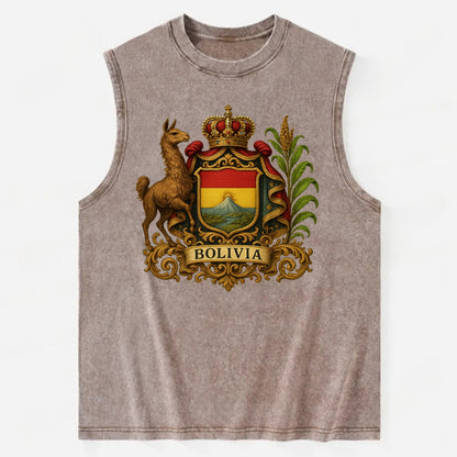 Bolivia Royal Logo  - Vintage Washed Tank - Brown