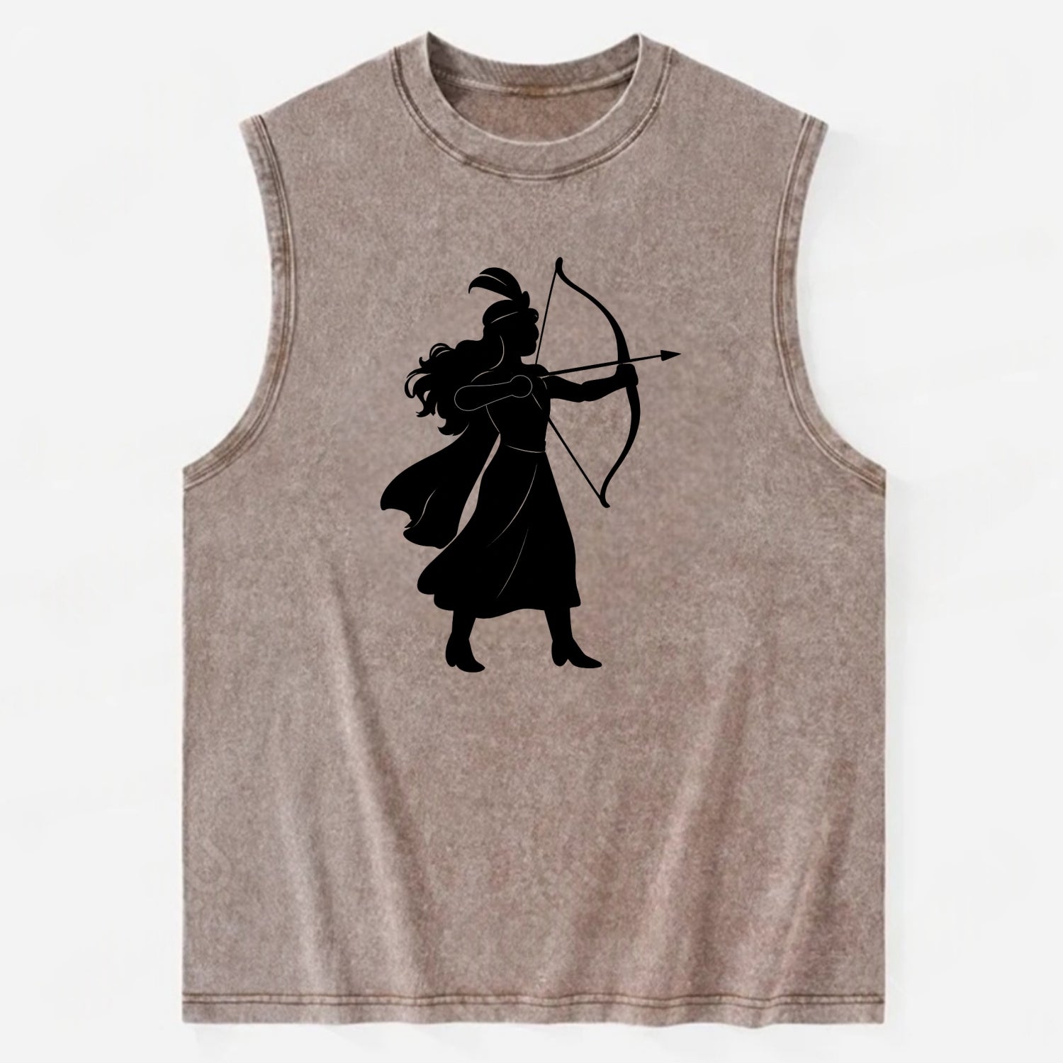 Warrior princess with bow and arrow - Vintage Washed Tank - Brown