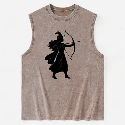 Warrior princess with bow and arrow - Vintage Washed Tank - Brown