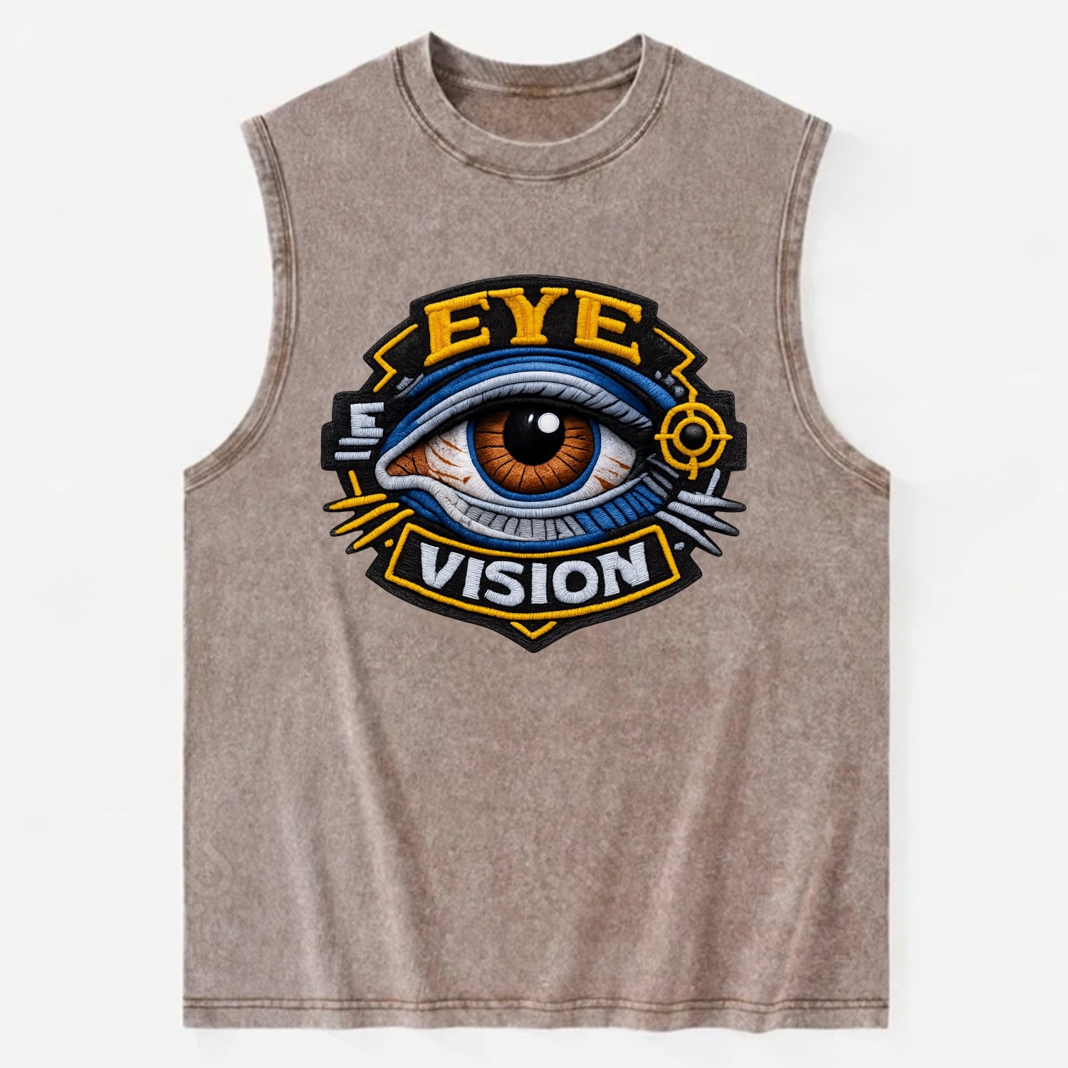 EYE VISION - anatomical eye in blue and brown , optometry - Vintage Washed Tank - Brown