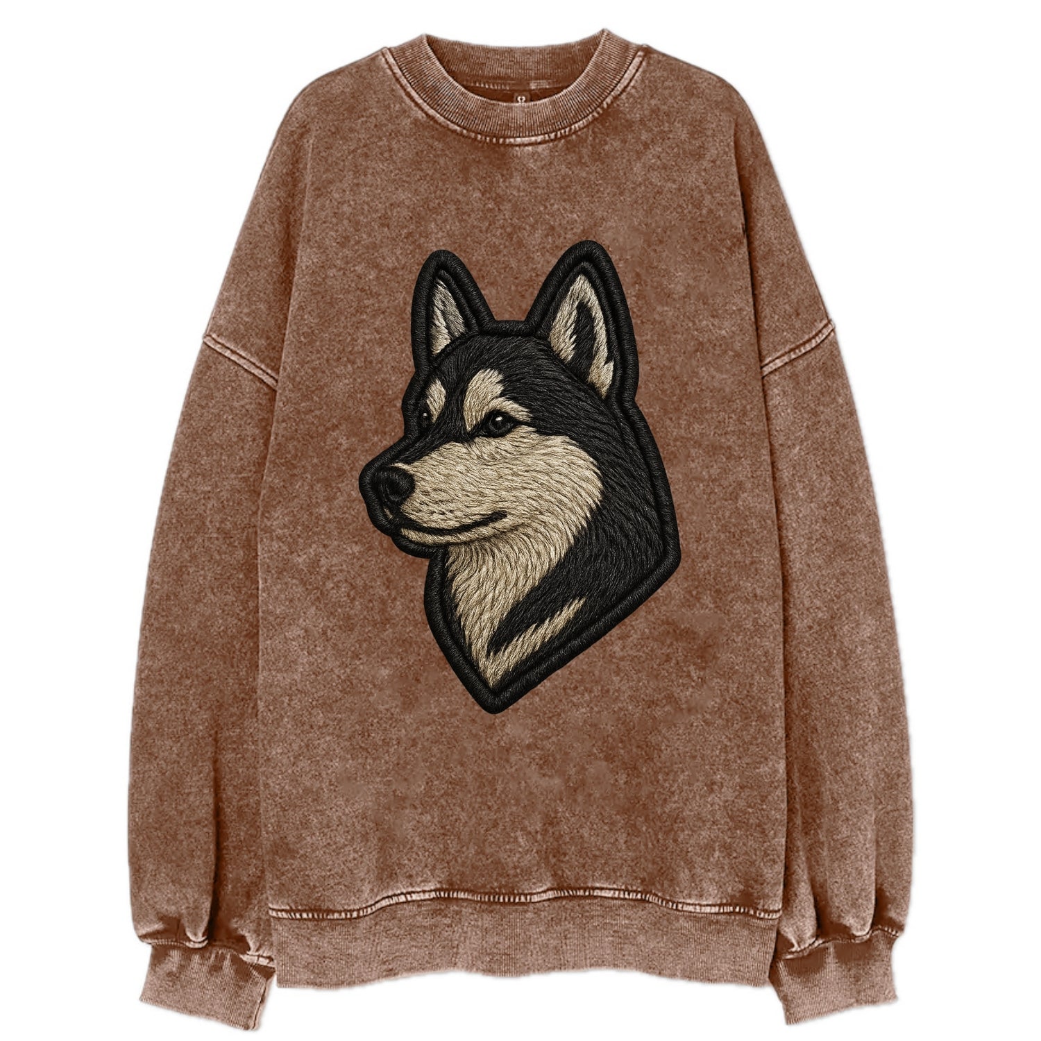 Siberian Husky - Contemporary wolf-like - Vintage Sweatshirt - Brown