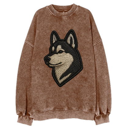 Siberian Husky - Contemporary wolf-like - Vintage Sweatshirt - Brown