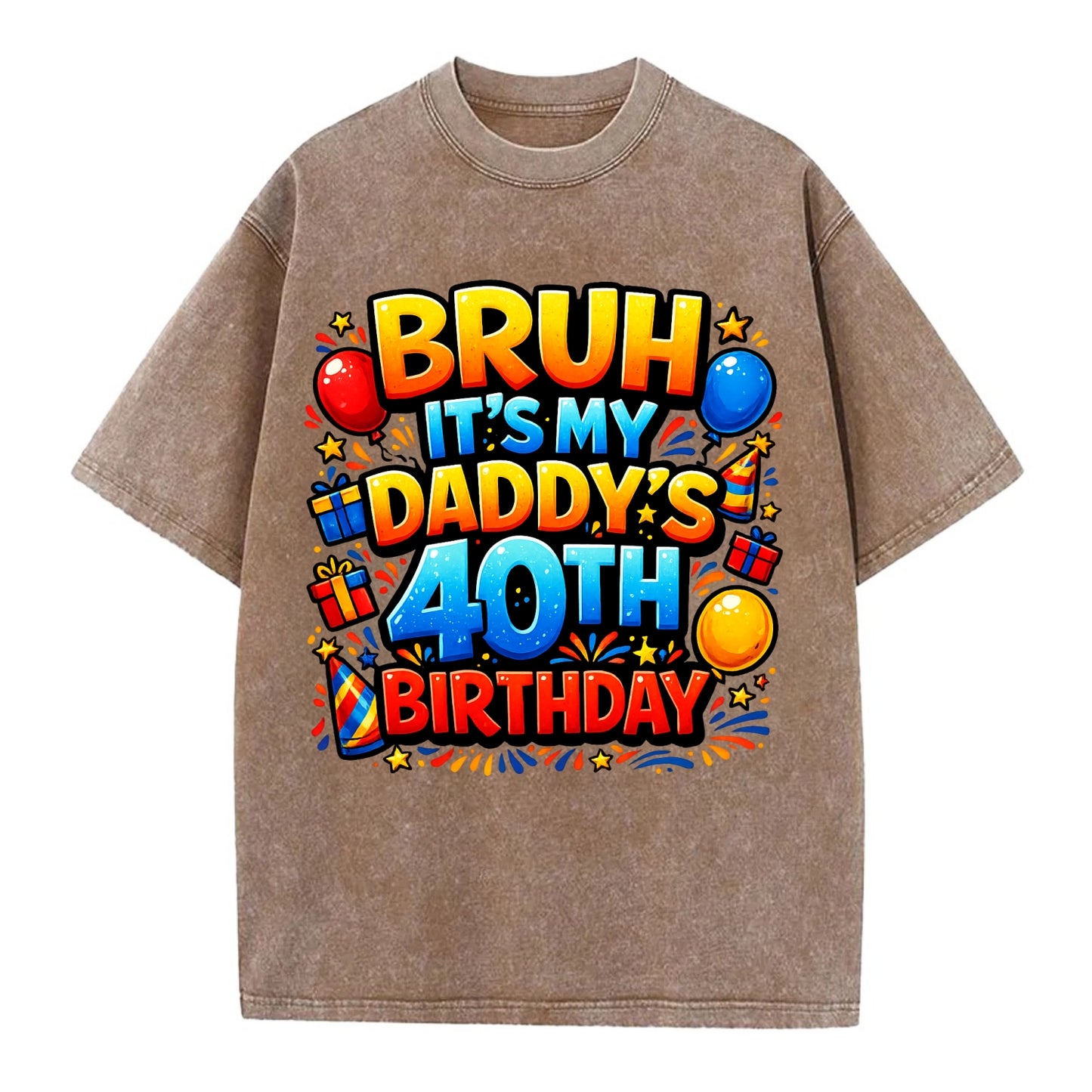 Daddy's 40th Birthday - Vintage T-shirt - Brown
