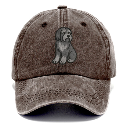 Bearded Collie - Gray shaggy coat embroidered pose - Classic Cap - Brown