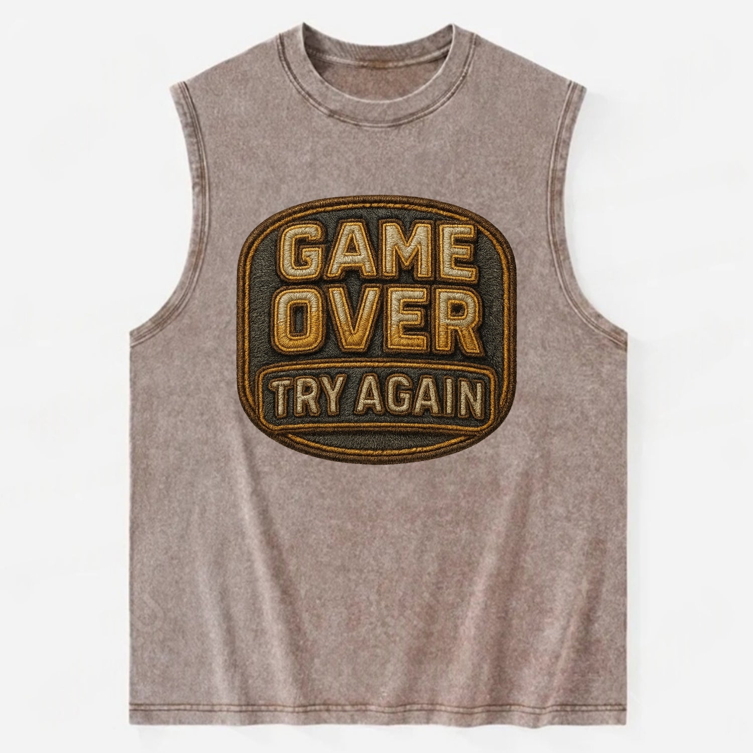 Game Over Try Again  - Vintage Washed Tank - Brown