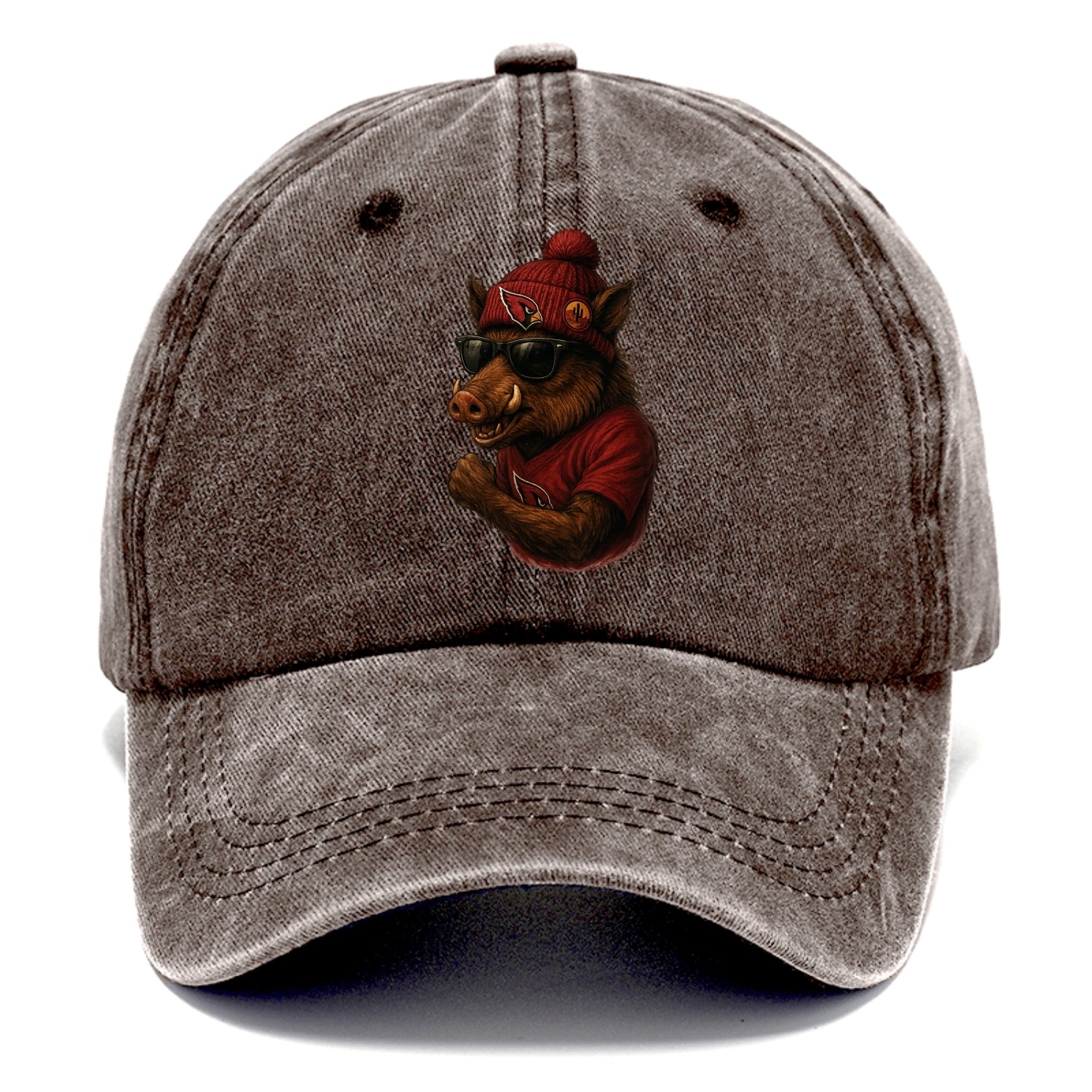 Arizona Javelina wearing Cardinals beanie with desert patch and wayfarer sunglasses - Classic Cap - Brown