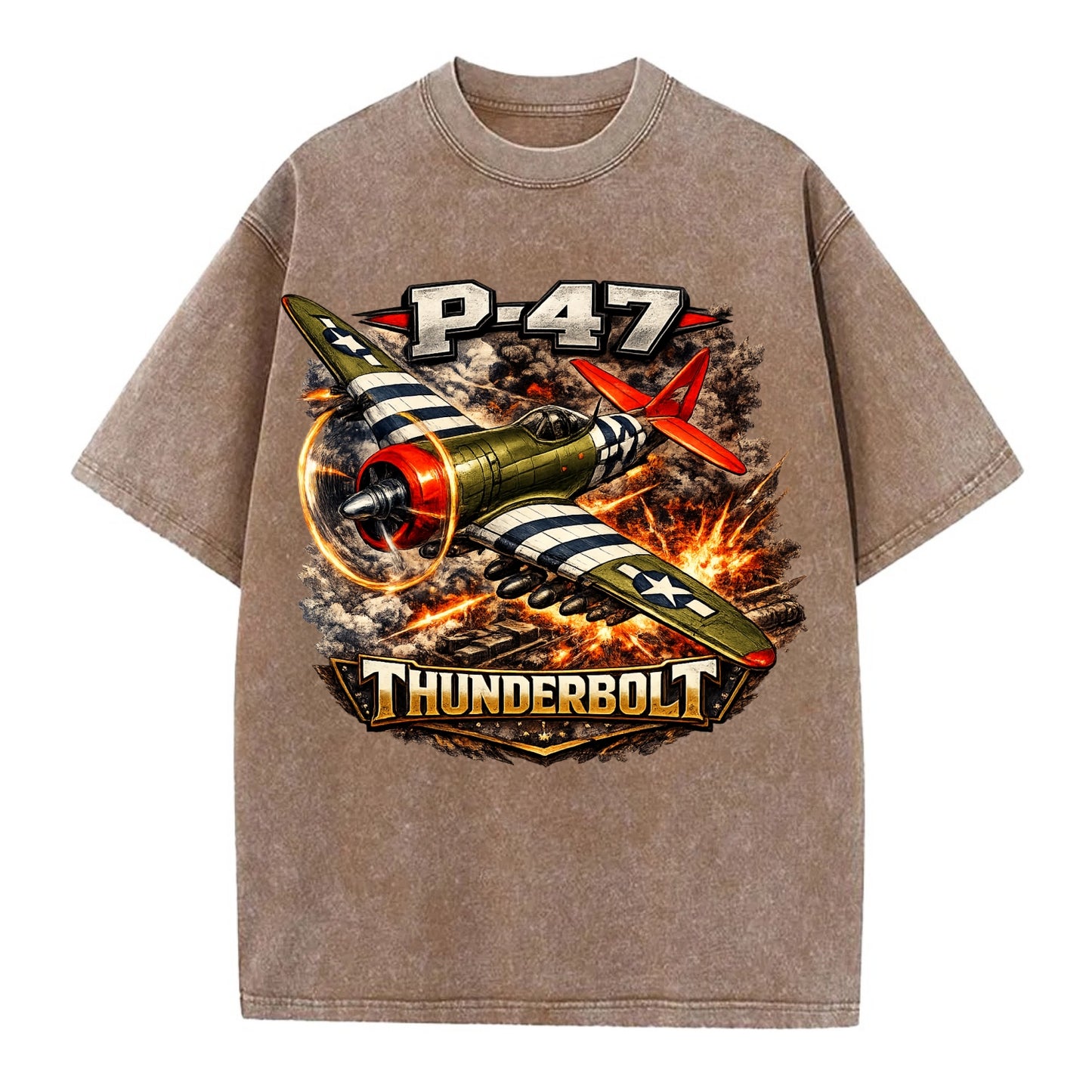 P 47 Thunderbolt - Vintage T-shirt - Brown