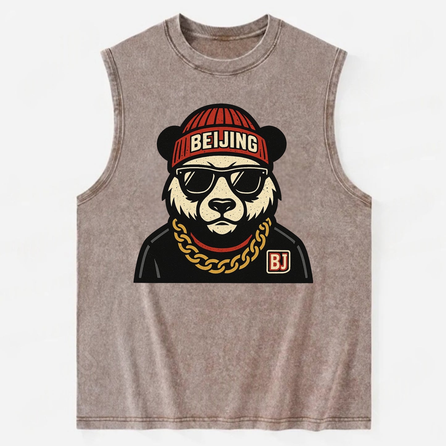Beijing Panda - Vintage Washed Tank - Brown