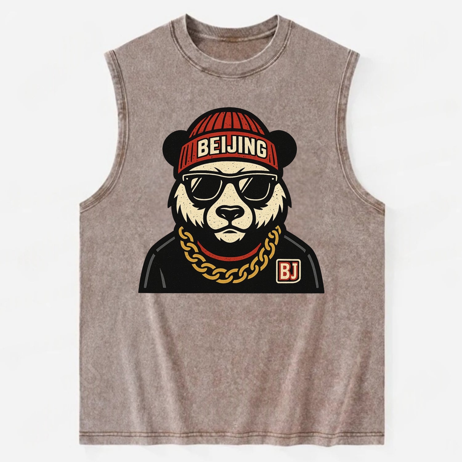 Beijing Panda - Vintage Washed Tank - Brown