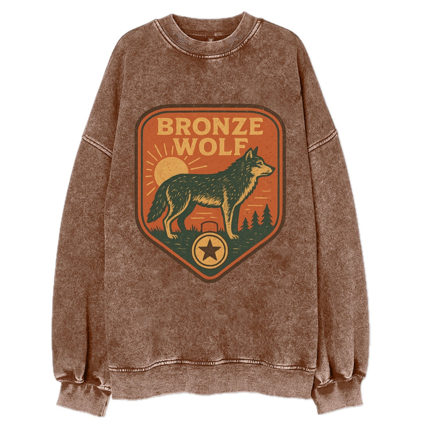 Bronze Wolf Medal  - Vintage Sweatshirt - Brown