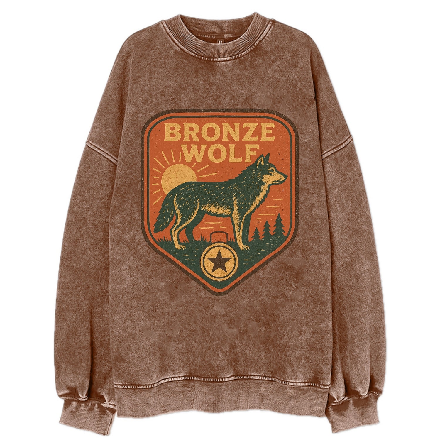Bronze Wolf Medal  - Vintage Sweatshirt - Brown