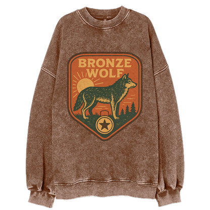Bronze Wolf Medal  - Vintage Sweatshirt - Brown