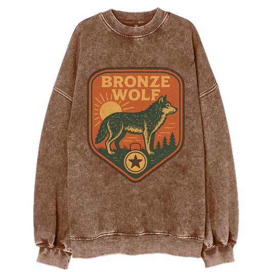 Bronze Wolf Medal  - Vintage Sweatshirt - Brown