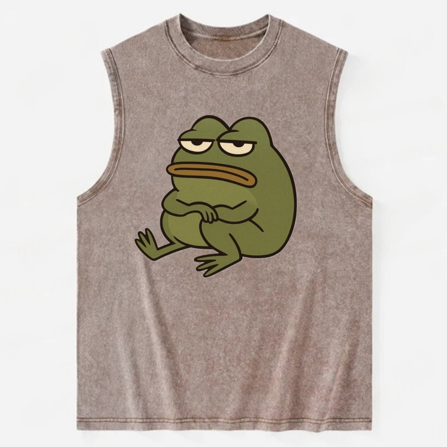 The Frog Judges Silently - Vintage Washed Tank - Brown