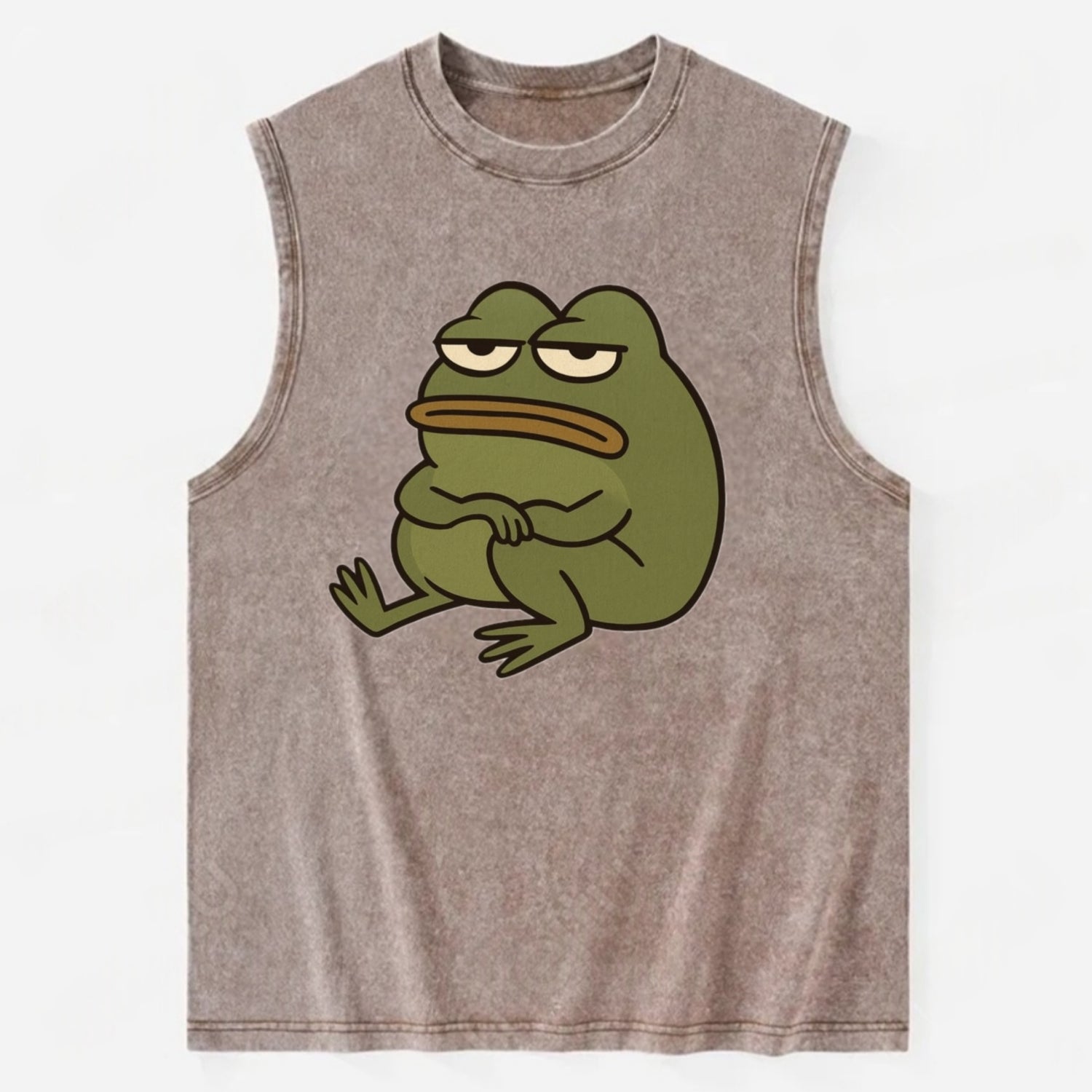 The Frog Judges Silently - Vintage Washed Tank - Brown