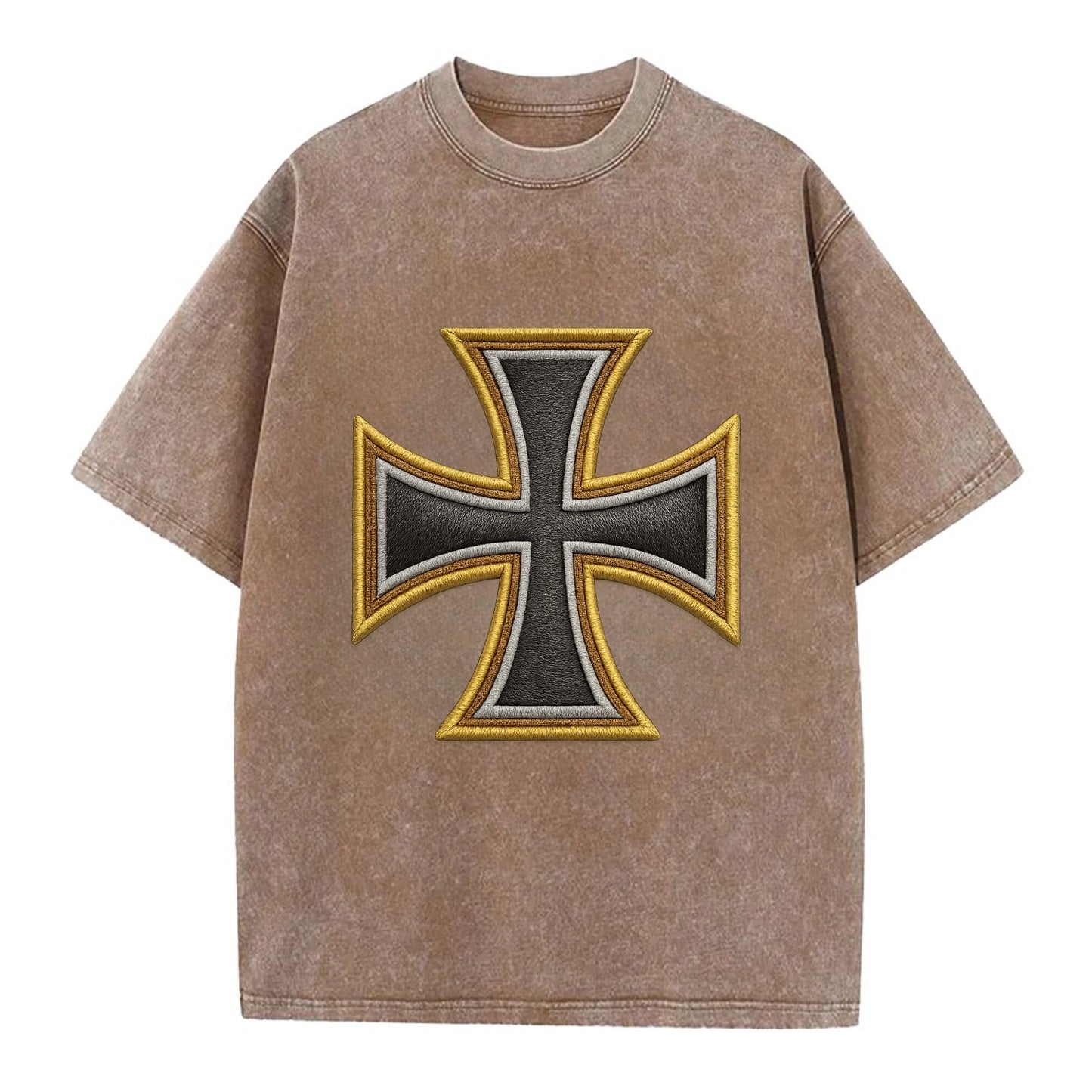 Teutonic Cross  - Vintage T-shirt - Brown