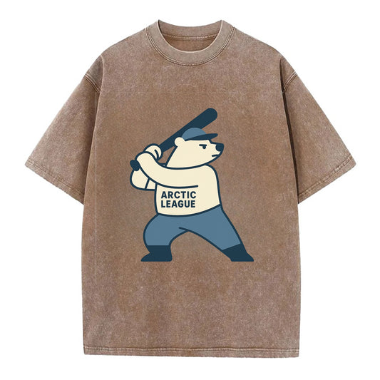 Polar Bear Baseball MVP - Vintage T-shirt - Brown