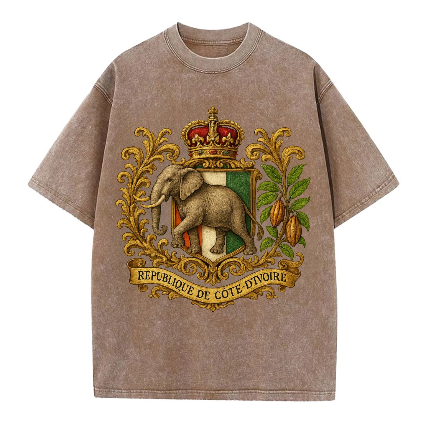 Ivory Coast Heritage Badge  - Vintage T-shirt - Brown