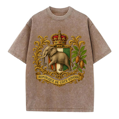 Ivory Coast Heritage Badge  - Vintage T-shirt - Brown