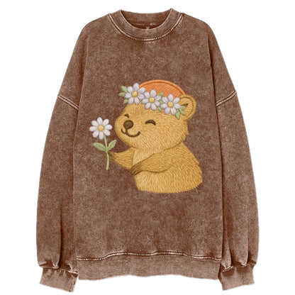 Quokka Daisy Chain - Vintage Sweatshirt - Brown
