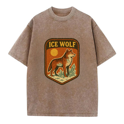 Ice Wolf Crystal  - Vintage T-shirt - Brown