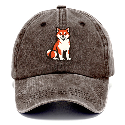 Sitting Shiba Inu Emblem - Classic Cap - Brown
