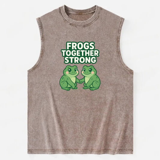 Frogs Together Strong 2 - Vintage Washed Tank - Brown