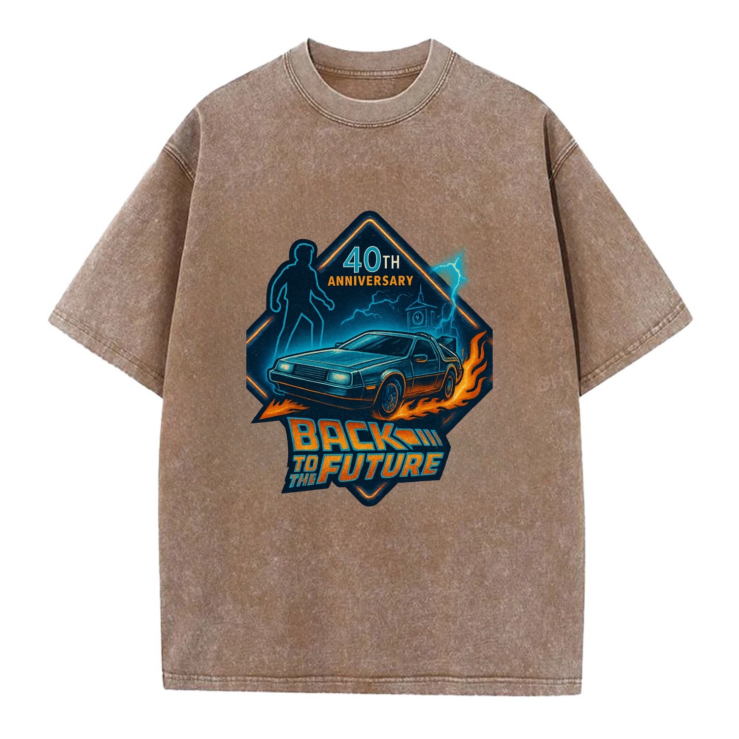 Back To The Future 40th Anniversary 2 - Vintage T-shirt - Brown
