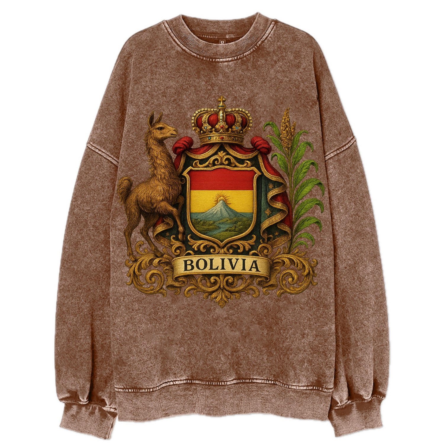 Bolivia Royal Logo  - Vintage Sweatshirt - Brown