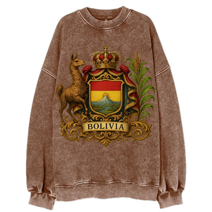 Bolivia Royal Logo  - Vintage Sweatshirt - Brown