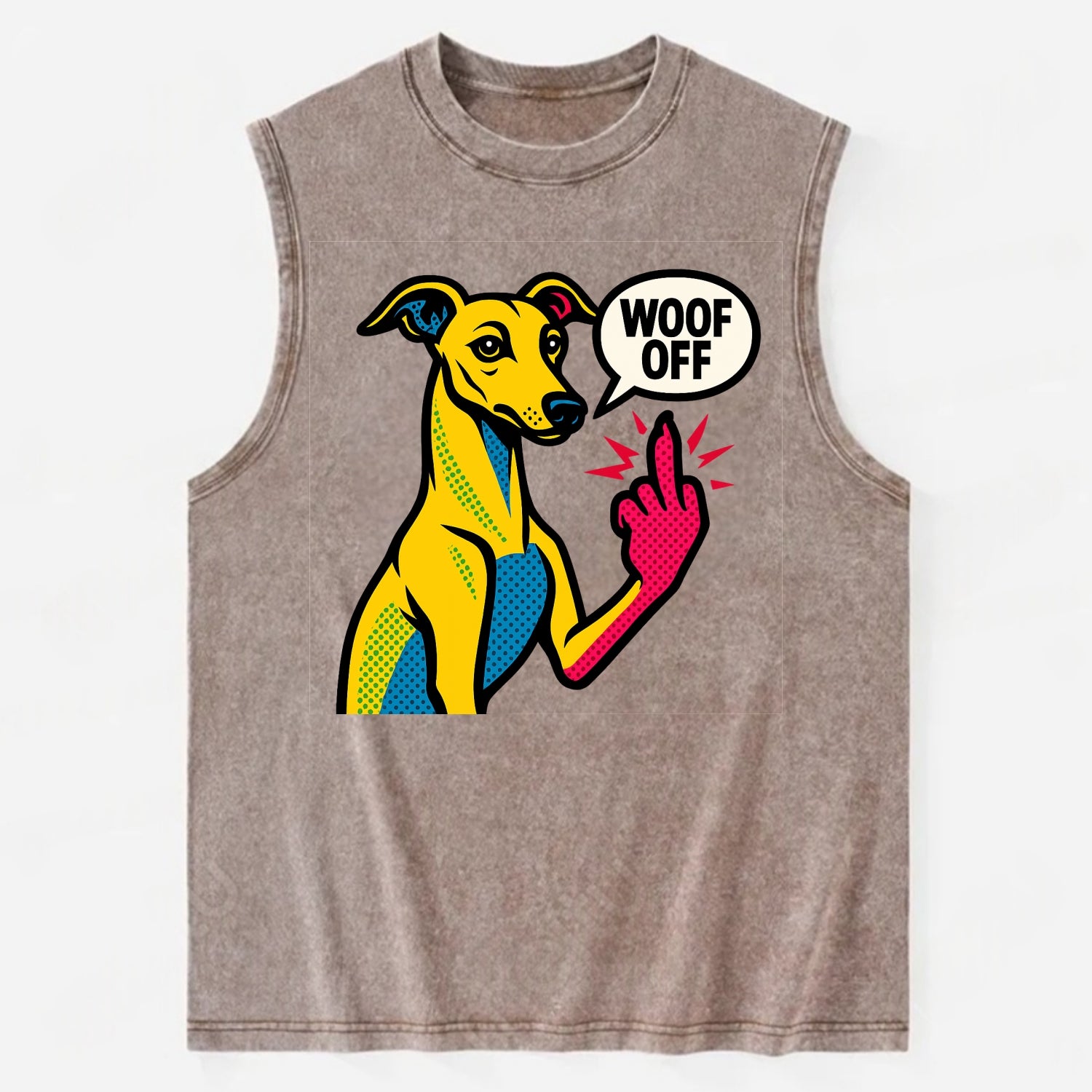 Whippet sleek athletic greyhound-like, elegant long paw giving sass - Vintage Washed Tank - Brown