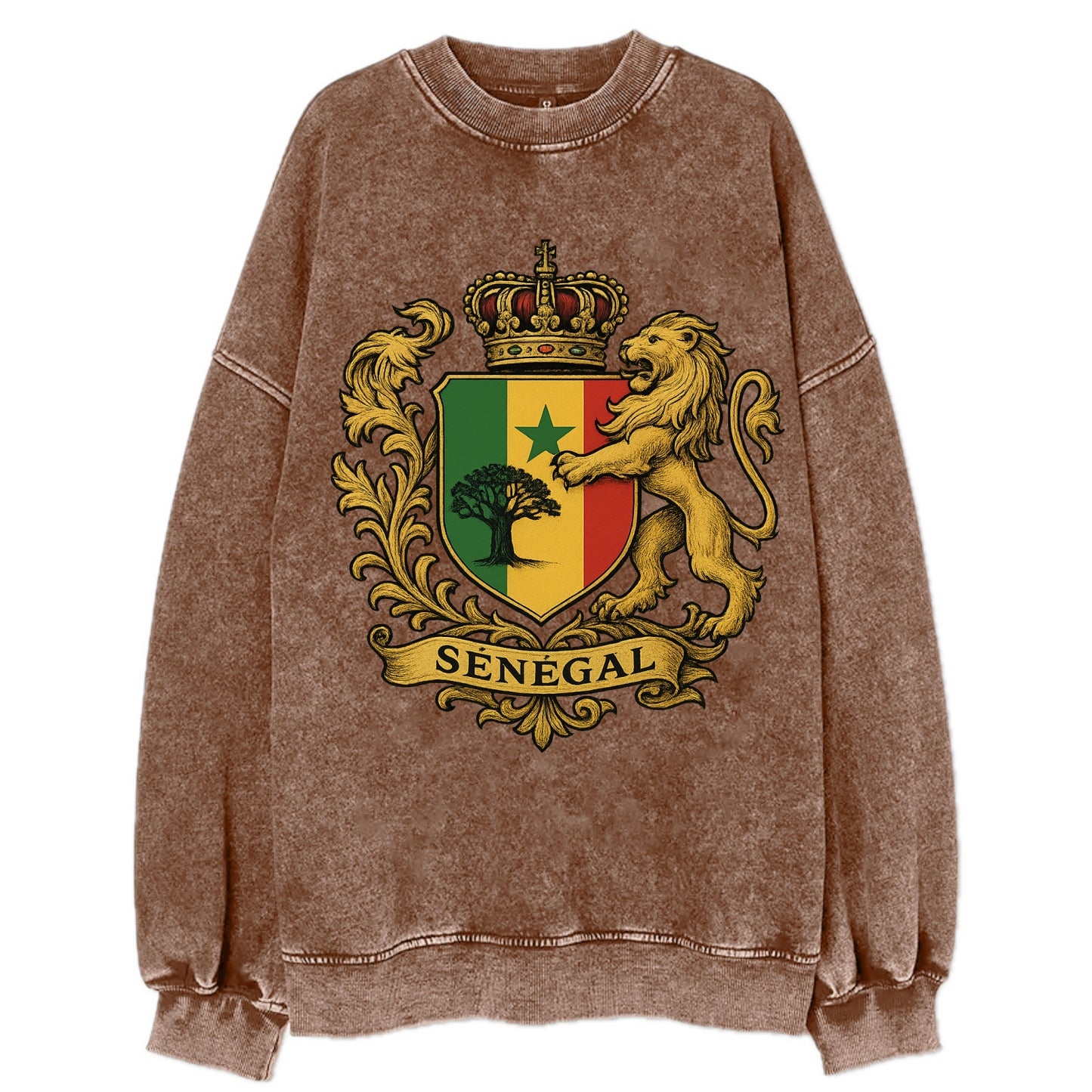 Senegal Lion Emblem  - Vintage Sweatshirt - Brown