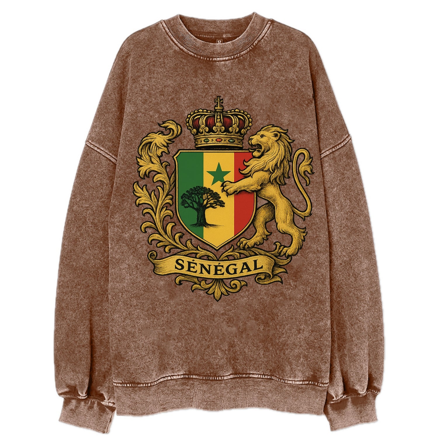 Senegal Lion Emblem  - Vintage Sweatshirt - Brown