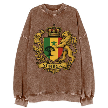 Senegal Lion Emblem  - Vintage Sweatshirt - Brown