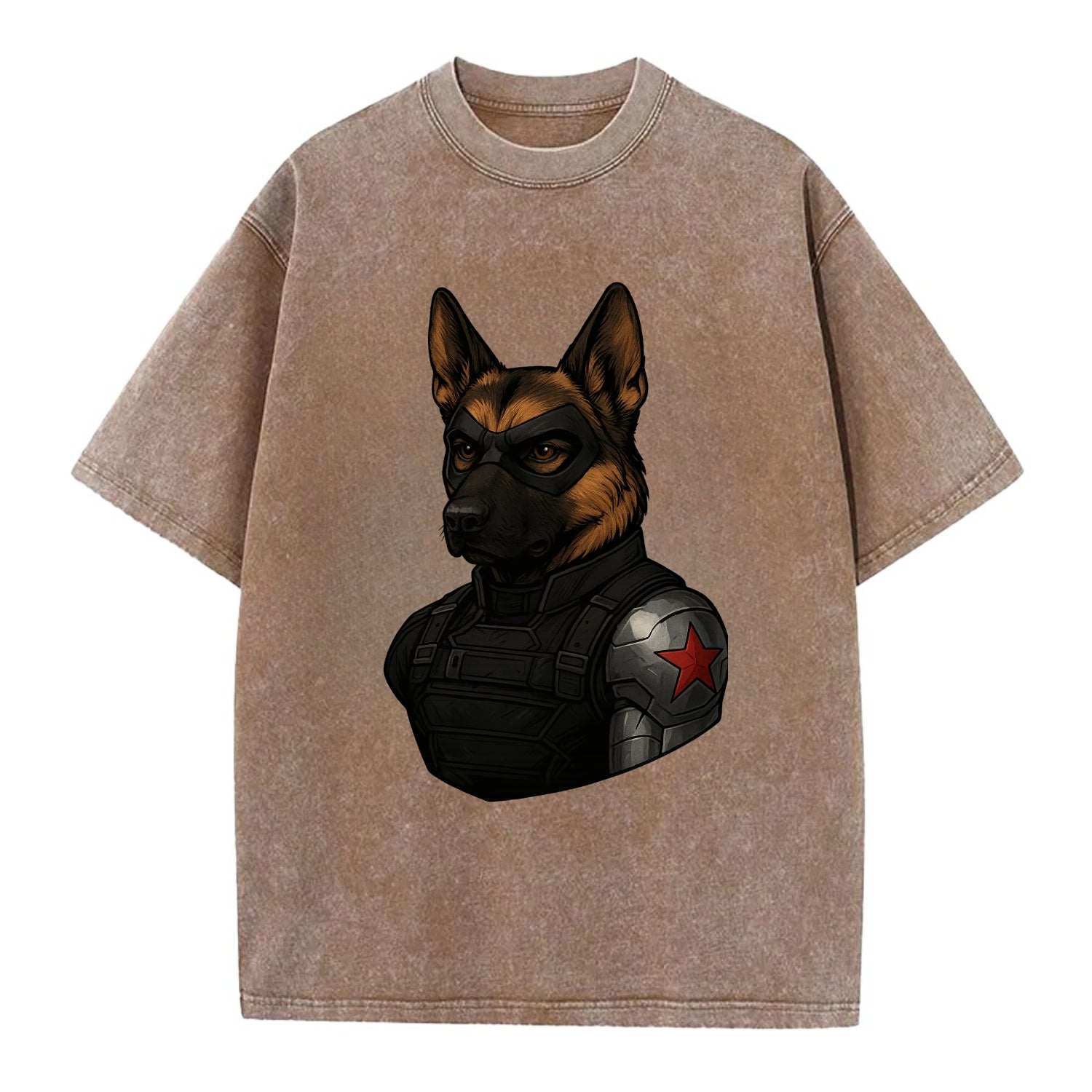 German Shepherd Winter Soldier  - Vintage T-shirt - Brown