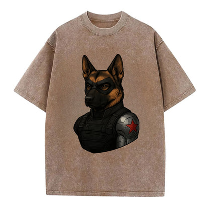 German Shepherd Winter Soldier  - Vintage T-shirt - Brown