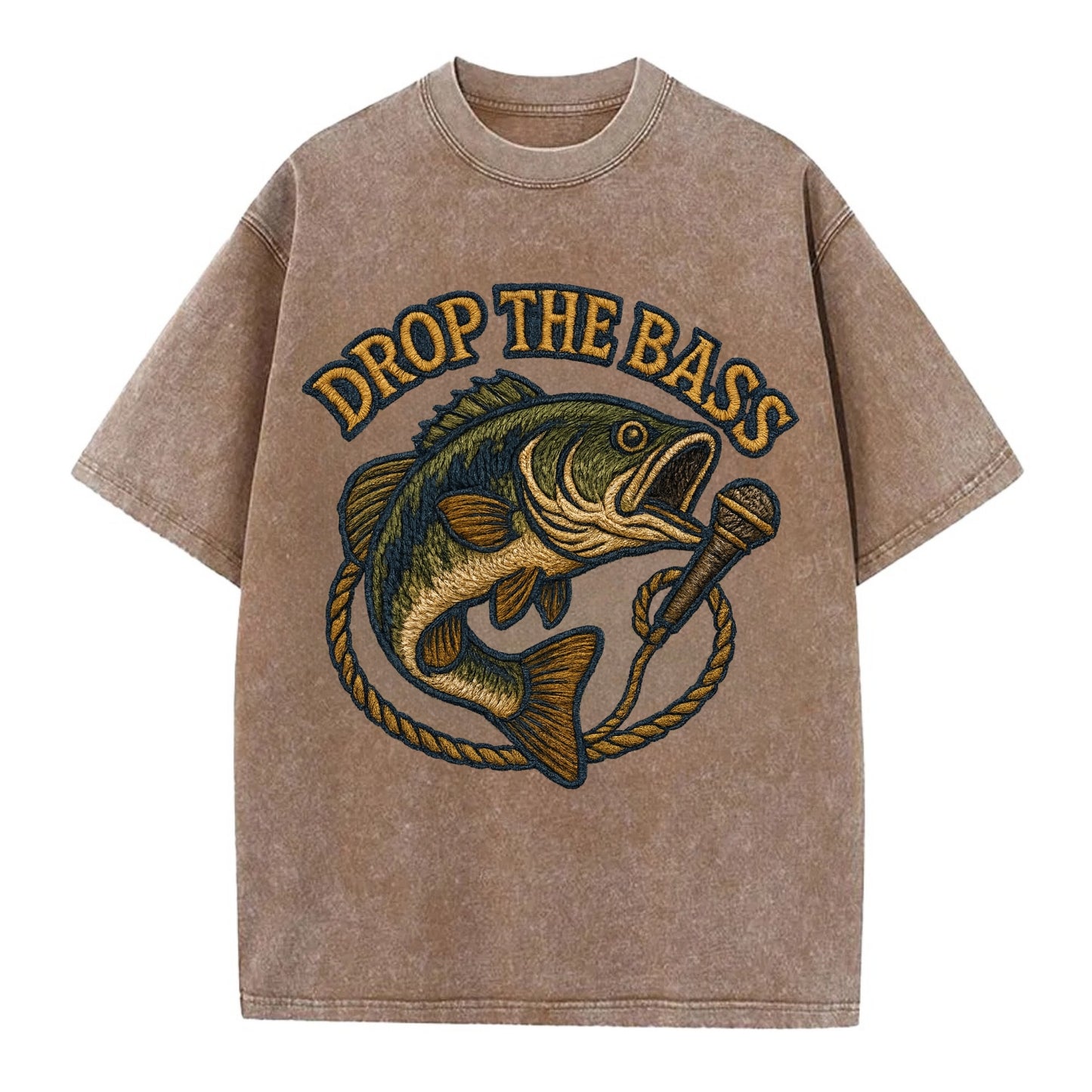 Drop The Bass  - Vintage T-shirt - Brown