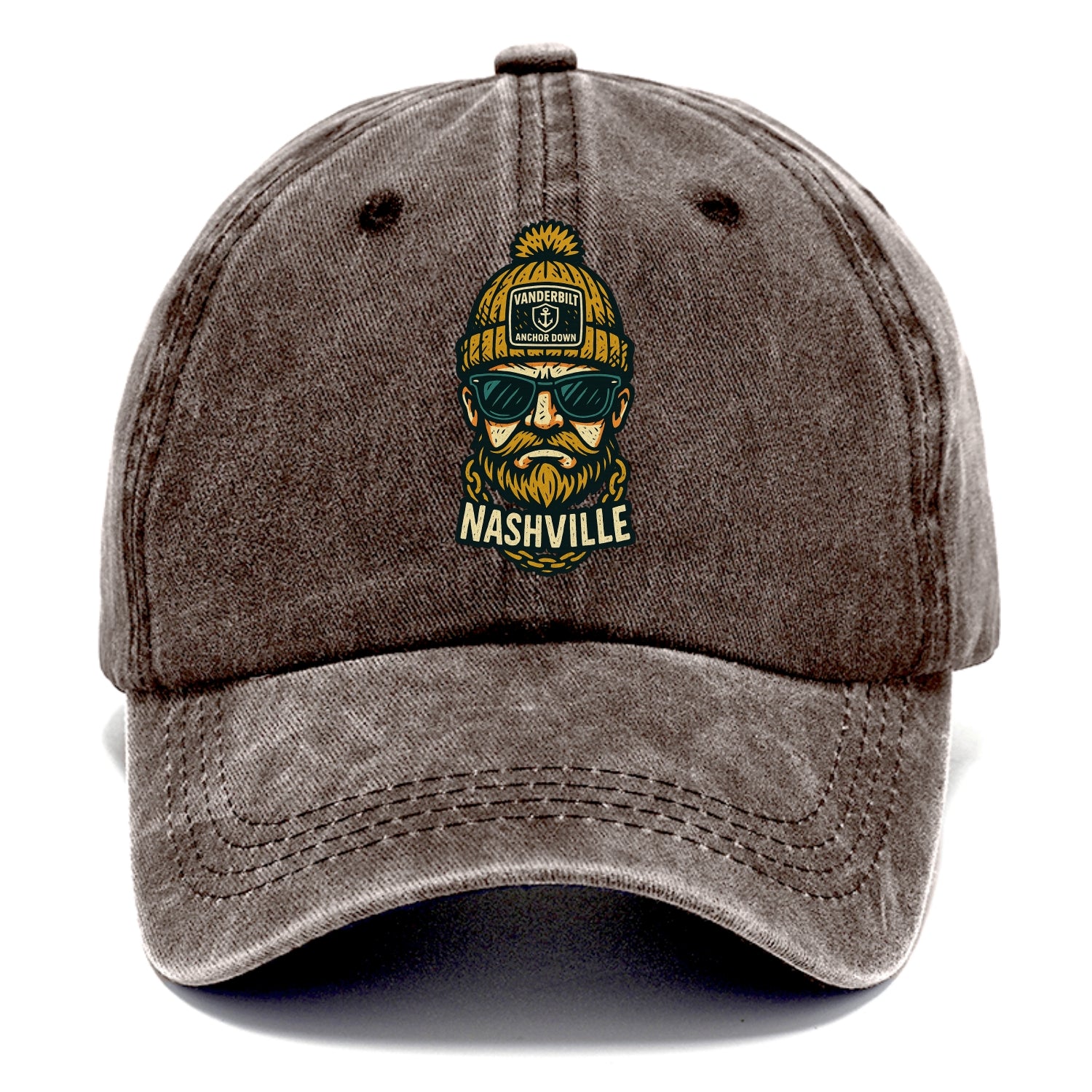 Nashville Commodore wearing Vanderbilt beanie with anchor patch - Classic Cap - Brown