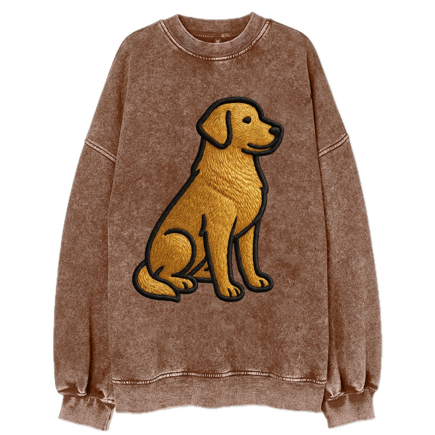 Golden Retriever - Contemporary geometri - Vintage Sweatshirt - Brown
