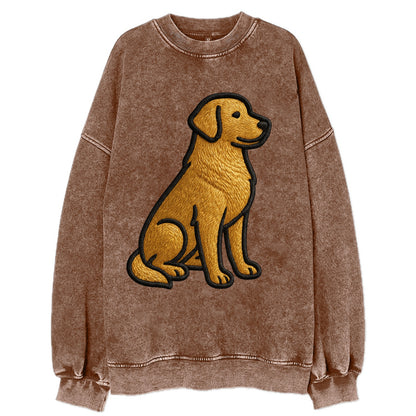 Golden Retriever - Contemporary geometri - Vintage Sweatshirt - Brown