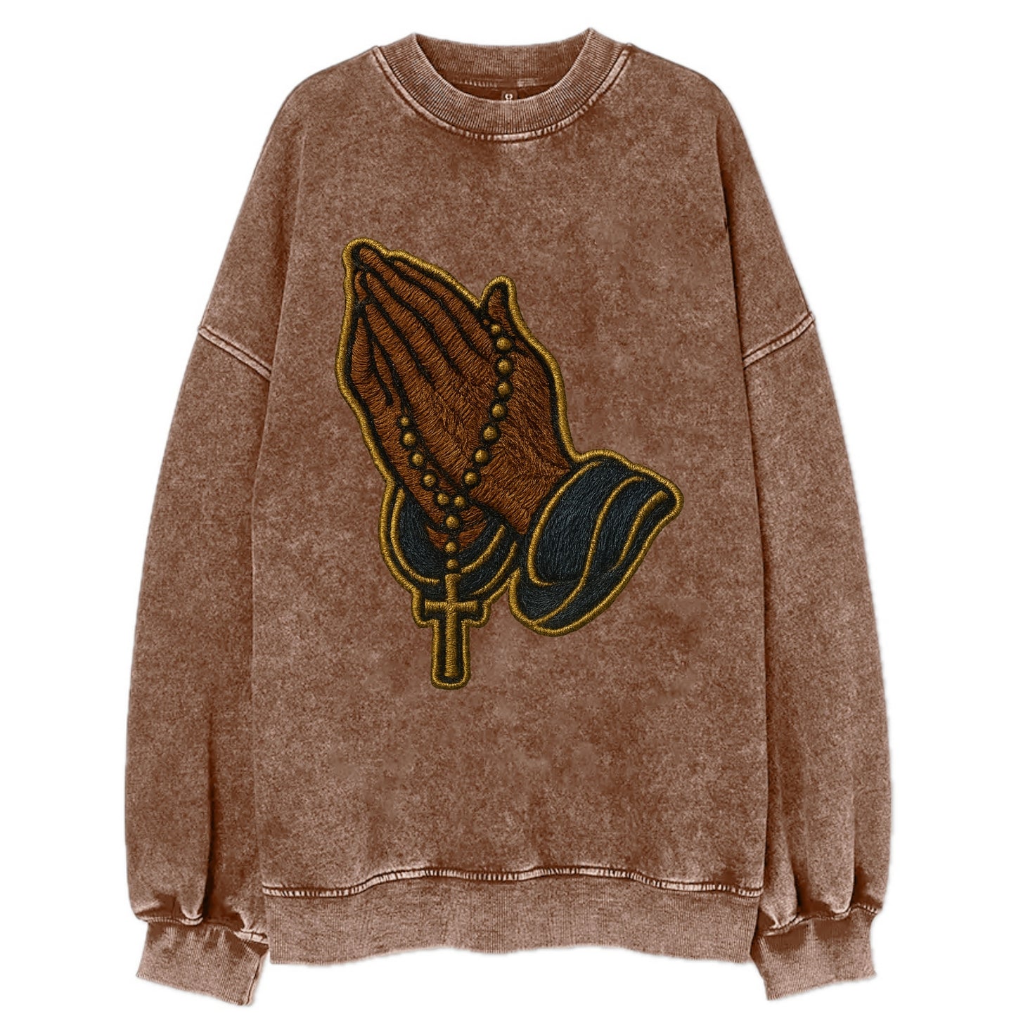 Praying Hands  - Vintage Sweatshirt - Brown