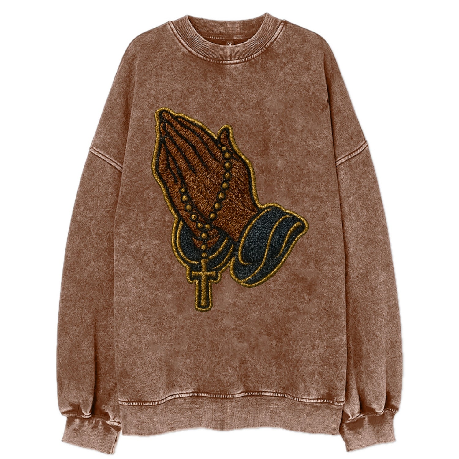 Praying Hands  - Vintage Sweatshirt - Brown